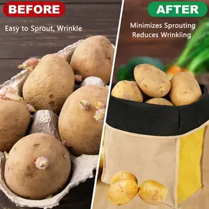 Potato & Onion Storage Bags with Side Zipper, Breathable Light-Blocking Veggie Organizer for Pantry, Keeps Vegetables Fresh Longer