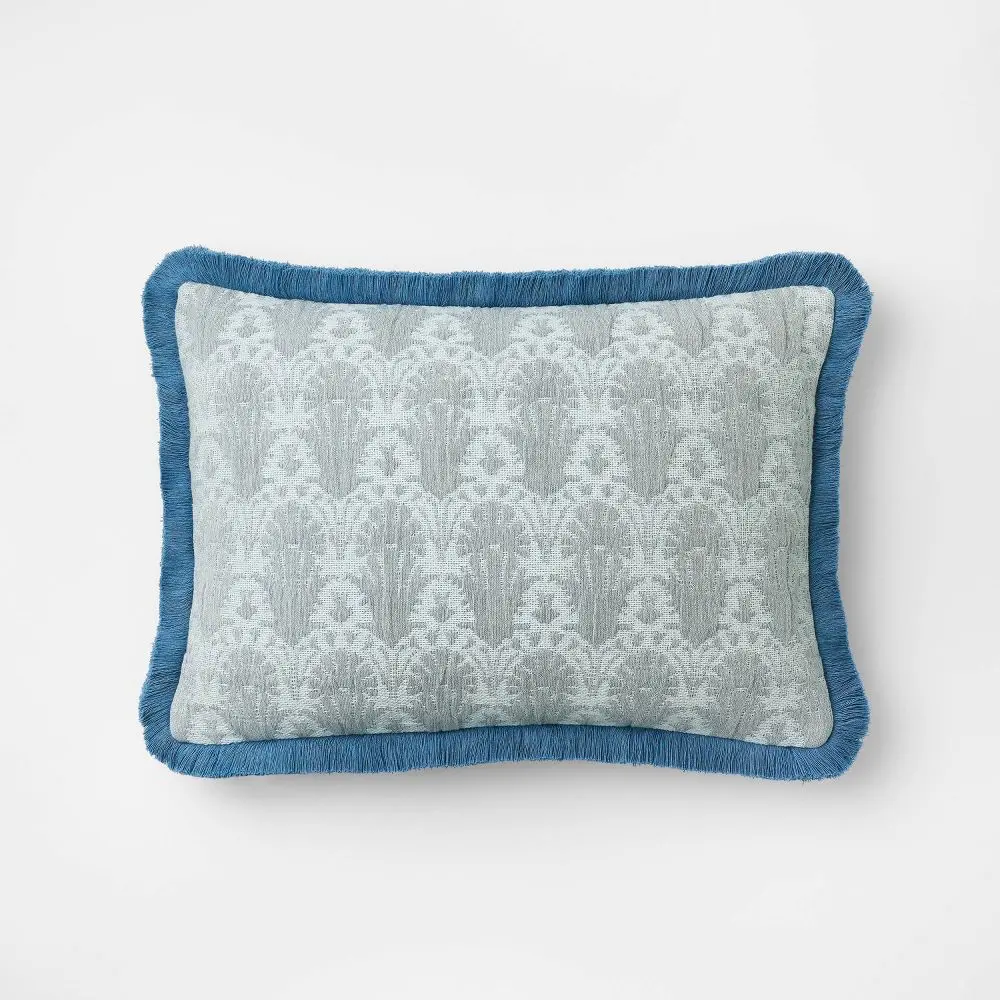 Lumbar Throw Pillow - Threshold designed with Studio McGee, Woven Shell Block, Fringe Edge, 20in x 14in Couch Cushion, Soft Cushions for Home Decor & Chic Decor, Cotton