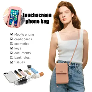 Women's Lightweight Small Crossbody Bag Phone Wallet Crossbody Purse Square Leather Crossbody Wallet for Travel Card Holder Document Bag Touchscreen Compatible SpringStatements