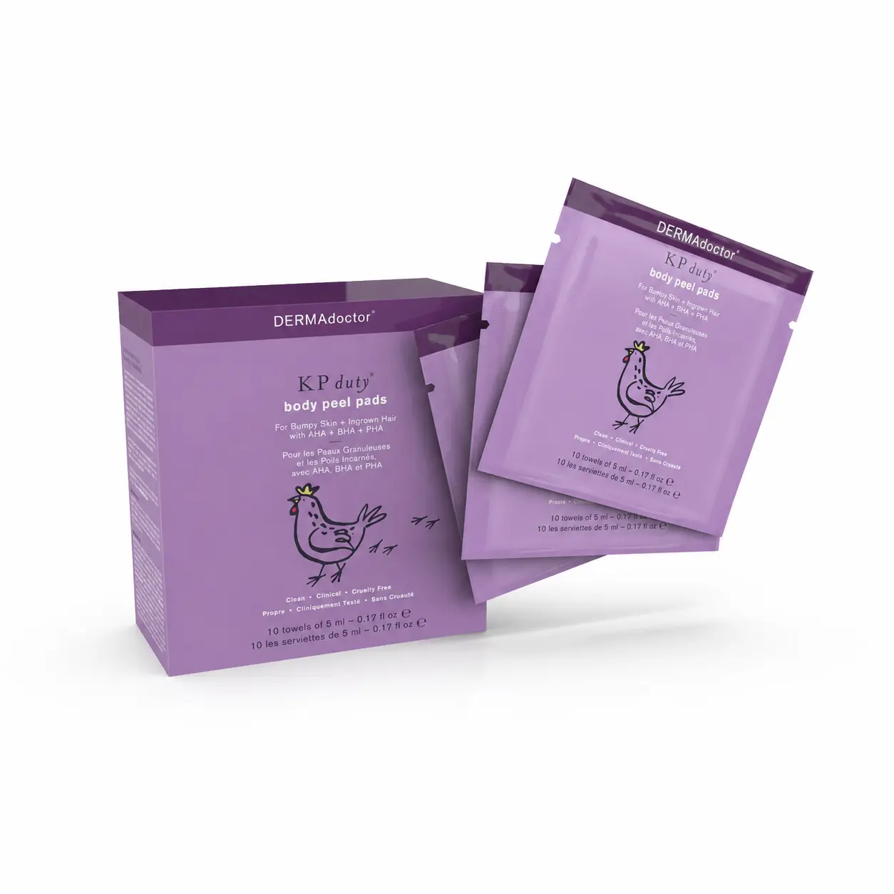 DERMAdoctor KP Bump Eraser Extra Strength Peel Pads – Exfoliating Body Treatment for Keratosis Pilaris, Body Acne & Rough Skin | AHA + BHA + PHA Formula | Dermatologist Developed