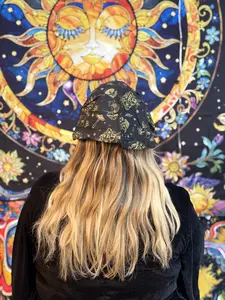 Celestial Witchy Mushroom Handmade Cotton Head Band,Stretchy Bohemian Style Hair Wrap, Hippie Boho Cute Bandana, Earth Tone, Hair Accessories