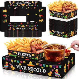 36PCS Fiesta Snack Tray Set – Mexican Party Popcorn Candy Boxes for Movie Night & Cinco De Mayo