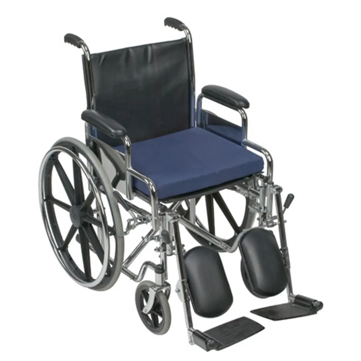 Mabis 513-8020-2400 Cotton & Standard Polyfoam Removable Seat Cushion for Self-Propelled Wheelchairs, 16x18x2 in, Navy