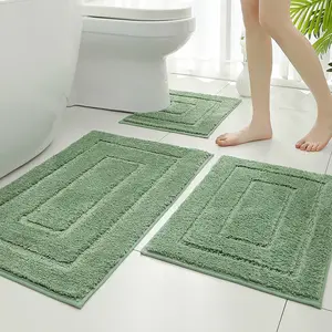 3-Piece Plush Bathroom Mat Set, Super Soft Absorbent Non-Slip Bath Rug, Shower Mat, Water Absorbent Mat, Ideal for Bedroom and Bathroom