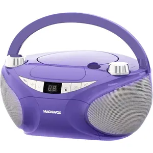 Portable Top Loading CD Boombox with AM/FM Stereo Radio and Bluetooth Wireless Technology in Black | CD-R/CD-RW Compatible | LED Display | (Purple)