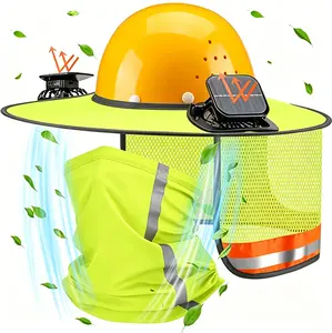 2 Pcs Sun Hard Hat Neck Shield Shade Full Brim Hard Hat with Solar Fan Hardhat Sun Shield Visor with High Visibility for Construction Helmet Hardhat Accessories, Reflective(Light Gray)