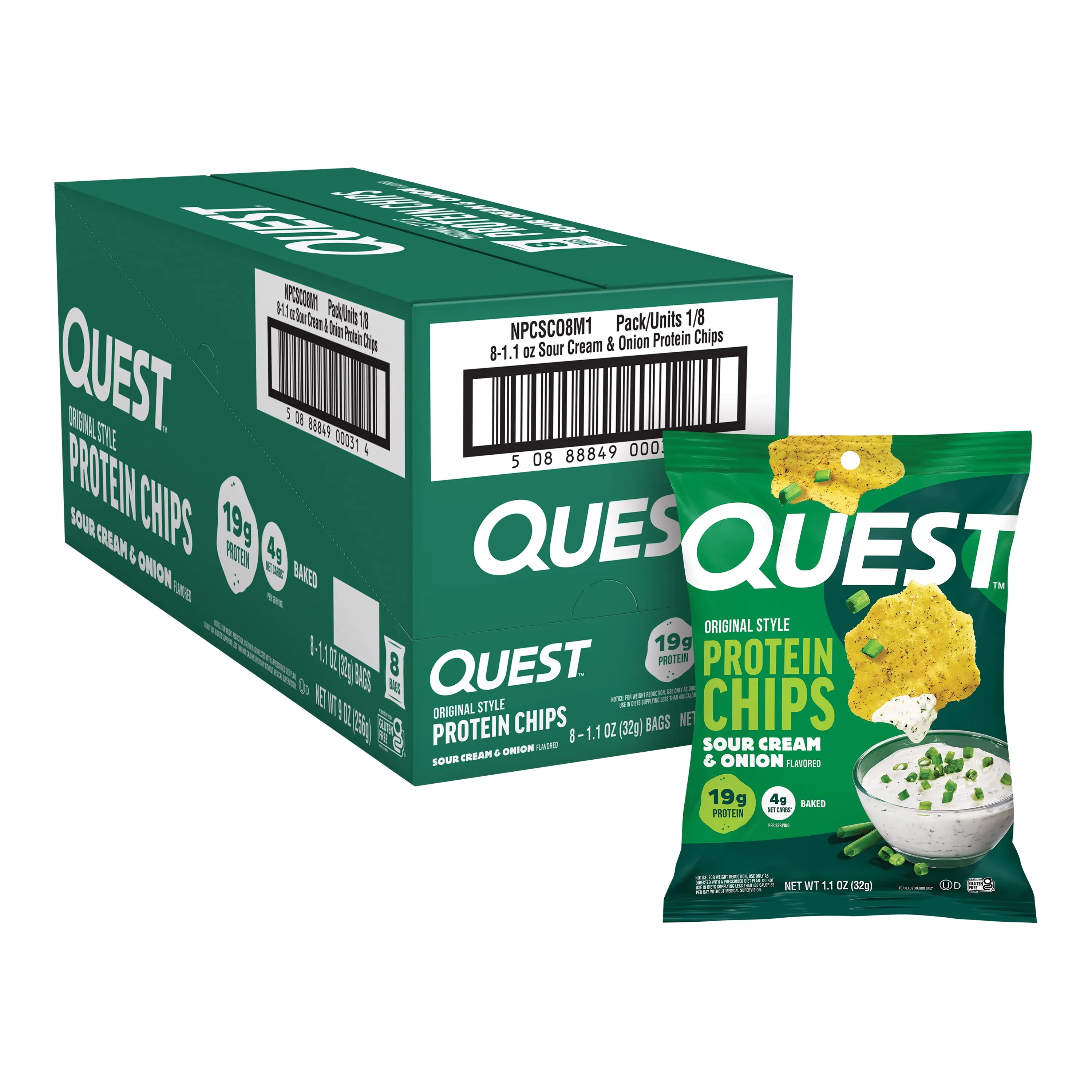 Quest Sour Cream & Onion Flavor Original Style Protein Chips, High Protein*, Low Carb*, Gluten Free Quest Sour Cream & Onion Flavor Original Style Protein Chips, High Protein*, Low Carb*, Gluten Free