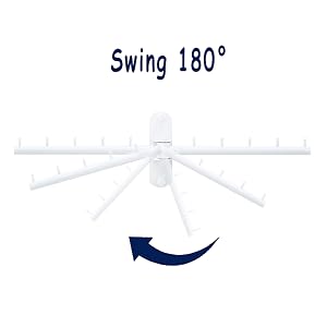 Folding Wall Mounted Clothes Hanger Rack with Swing Arm Stainless Steel Heavy Duty Coat Hook for Bathroom, Bedroom, Laundry Room- White