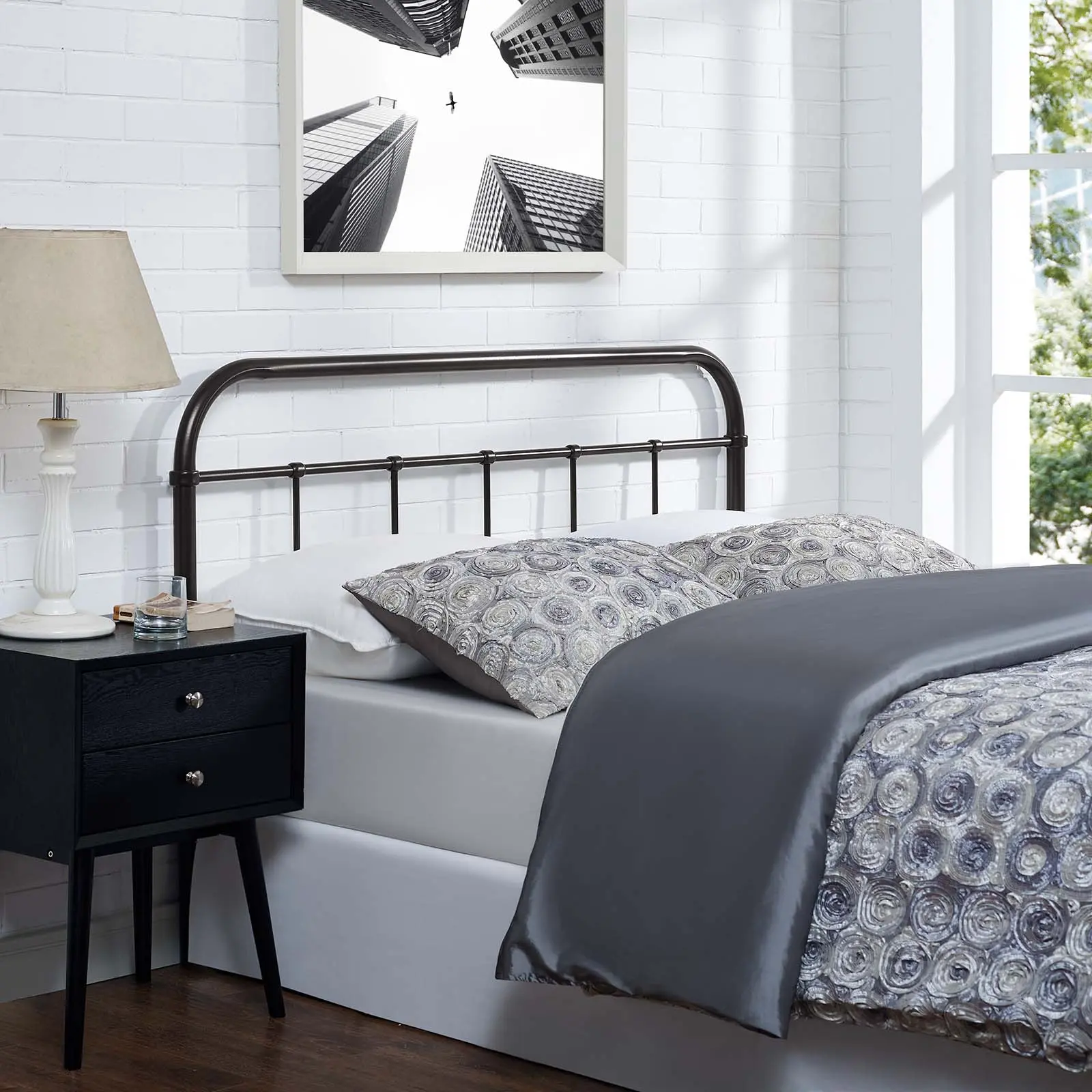 Modway Serena King Steel Headboard in Brown