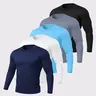 Veldtholos Men's 5-Pieces Fitted Crew Neck Long Sleeve Activewear Tees - Quick Dry, Breathable Workout Shirts, Athletic Clothes for Gym Training, All Seasons Daily Wear Sportswear,outdoorfun