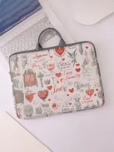 Romantic Theme Pattern Printed Notebook Bag, Soft Laptop Sleeve for All Seasons, Cartoon Design Suitable for Laptops & Tablets