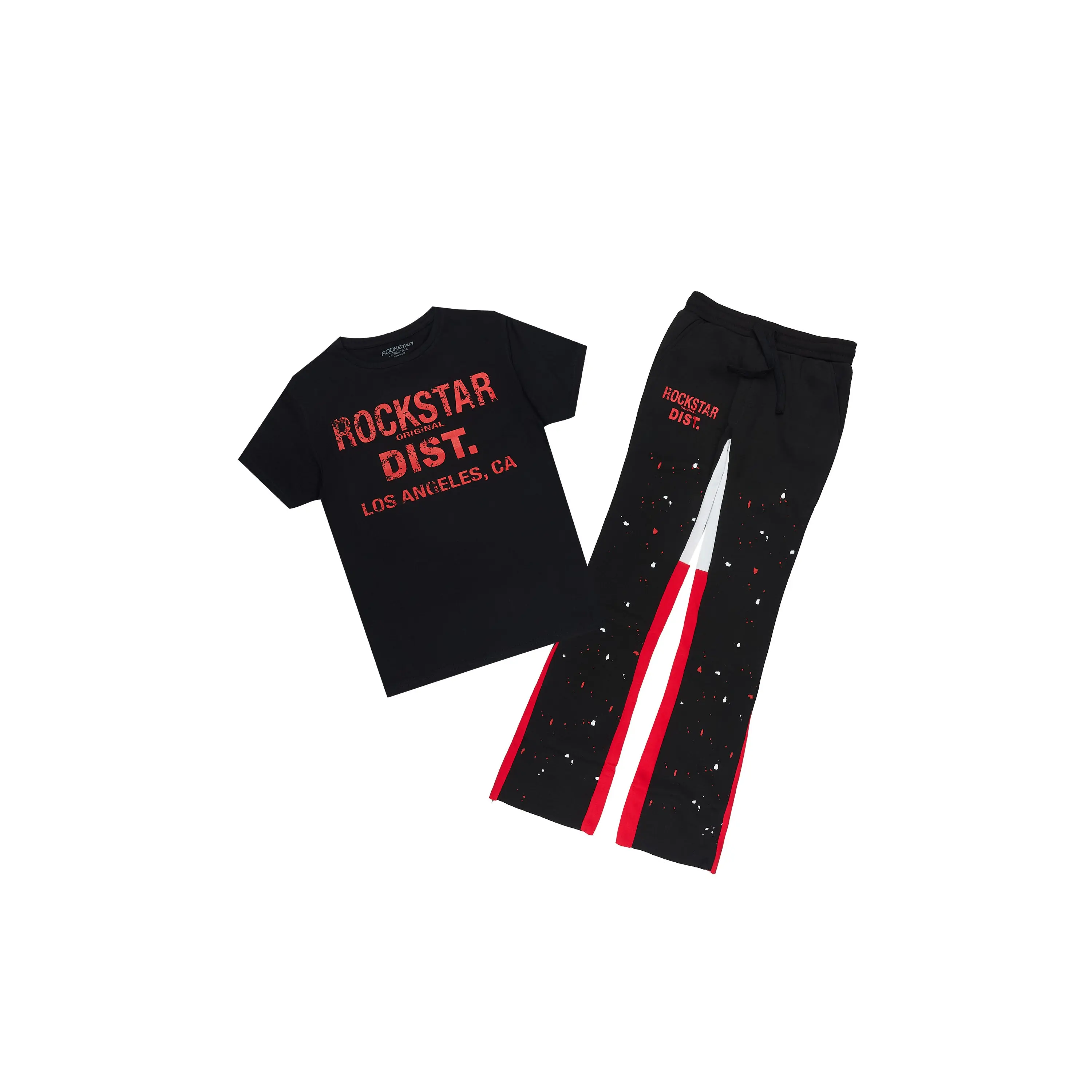 Boys Scott Black T-Shirt Stacked Pant Set
