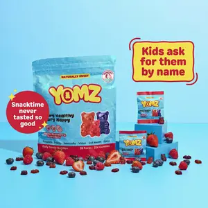 Yumzy Superfood Gummies | Daily Superfood Multivitamin | Vitamins A C D3 K2 MK-7 | Prebiotic Fiber | Fruit and Vegetable Nutrition Blend | Low Sugar | Stevia Sweetened | No Artificial Dyes | Allergen Free | Clean Ingredients | 28 Snack Packs