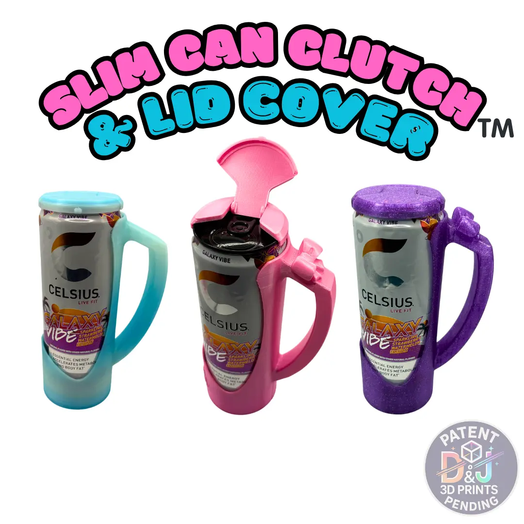 12oz Slim Can Clutch & Lid Cover Set - 3D Printed Creative Drinkware, Cup Lid & Can Koozie Drinkware Accessories, Perfect Fit for Red Bull, Alani Nu, Truly, White Claw, Save Money Mug