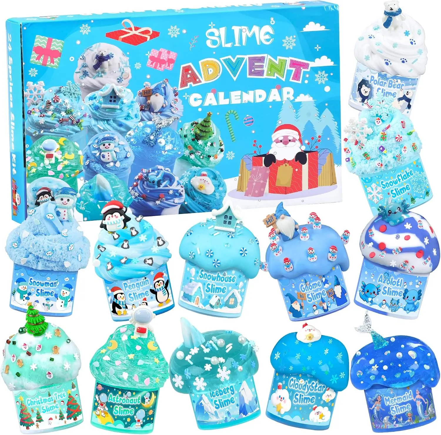Halloween Fall Gift Advent Calendar 2026 12  Pack Blue Cloud Slime Kit – Fluffy Slime Toys for Kids 4-12, Party Favors, Cute Birthday & Easter Gift for Girls & Boys