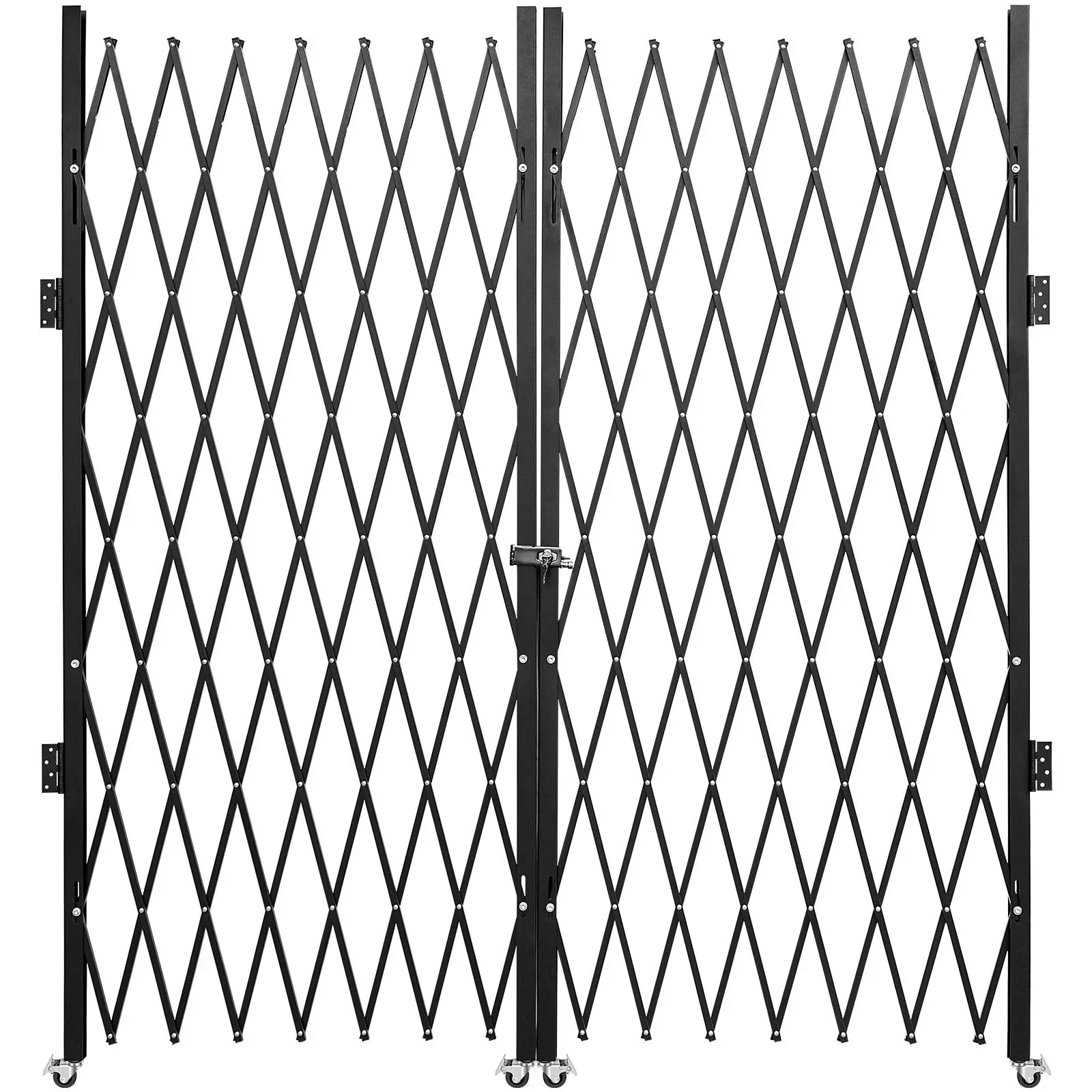 【summerfinds】VEVOR Double Folding Security Gate, 6-1/2\' H x 12\' W Folding Door Gate, Steel Accordion Security Gate, Flexible Expanding Security Gate, 360° Rolling Barricade Gate, Scissor Gate or Door with Keys