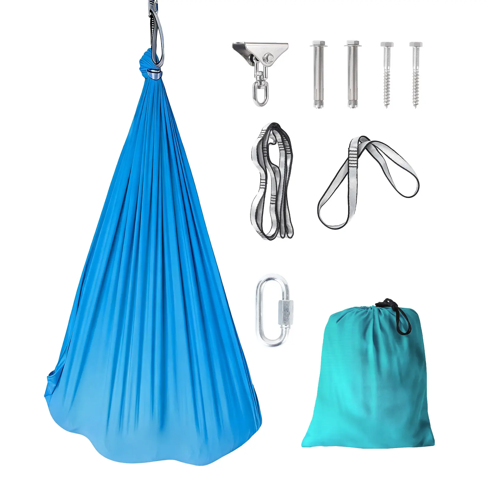 Indoor Sensory Swing for Kids & Adults, Hug-Like Calming Therapy Swing, Double Layered Soft Fabric with Heavy Duty Hardware, Beige/Green/Blue
