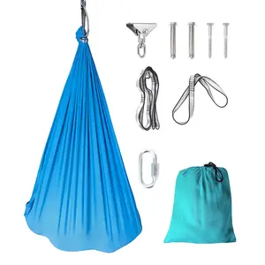 Indoor Sensory Swing for Kids & Adults, Hug-Like Calming Therapy Swing, Double Layered Soft Fabric with Heavy Duty Hardware, Beige/Green/Blue