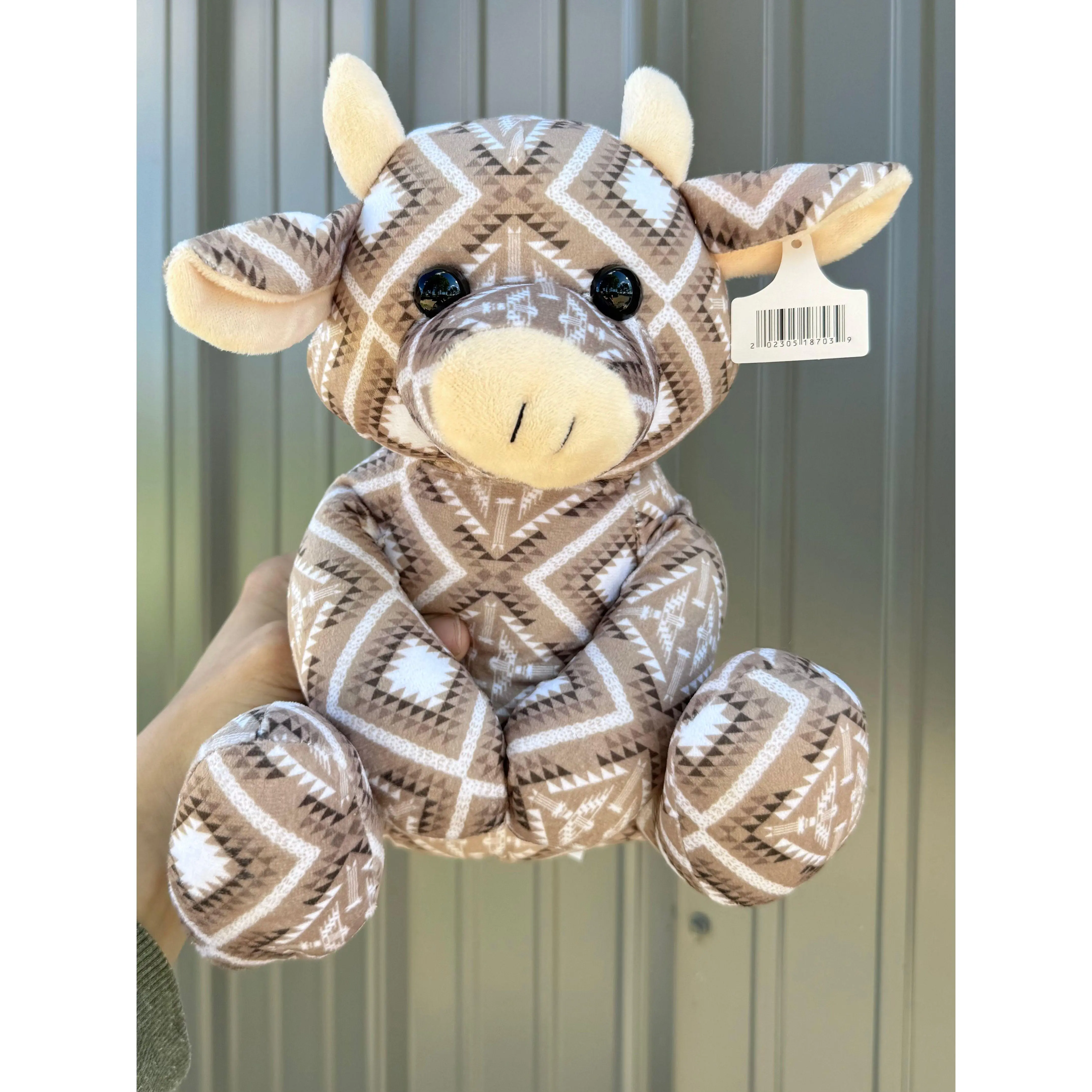 Beige Aztec Sitting Cow Plushie