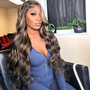 Black and Blonde Body Wave P1B/27 Highlight Human Hair 13x6 HD Transparent Lace Front Wig Pre Plucked with Baby Hair for Women