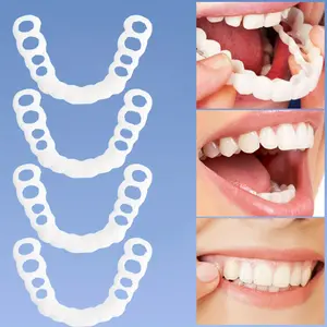 Silicone Dental Braces 4pcs Set for Men and Women - Adjustable White Braces, Easy to Clean, Natural Fit, Confident Smile - Perfect Christmas Gift Oral boxing equipment oral use