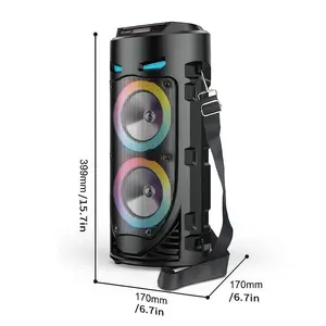 Karaoke Bluetooth Speaker with Microphone, Vibrant LED Lights & Powerful Bass. 16W Portable Wireless Party Soundbox for Outdoor Gatherings, Supports AUX/USB/FM Radio. US Stock. Compatible with Audio Cable,  Remote, Subwoofer and Tablet Devices.