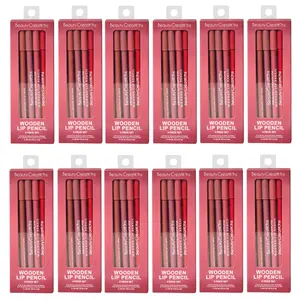 Set de Lápiz Labial Wooden Wine Beauty Creations - Venta al por Mayor 12 Sets (WLPW-SET)