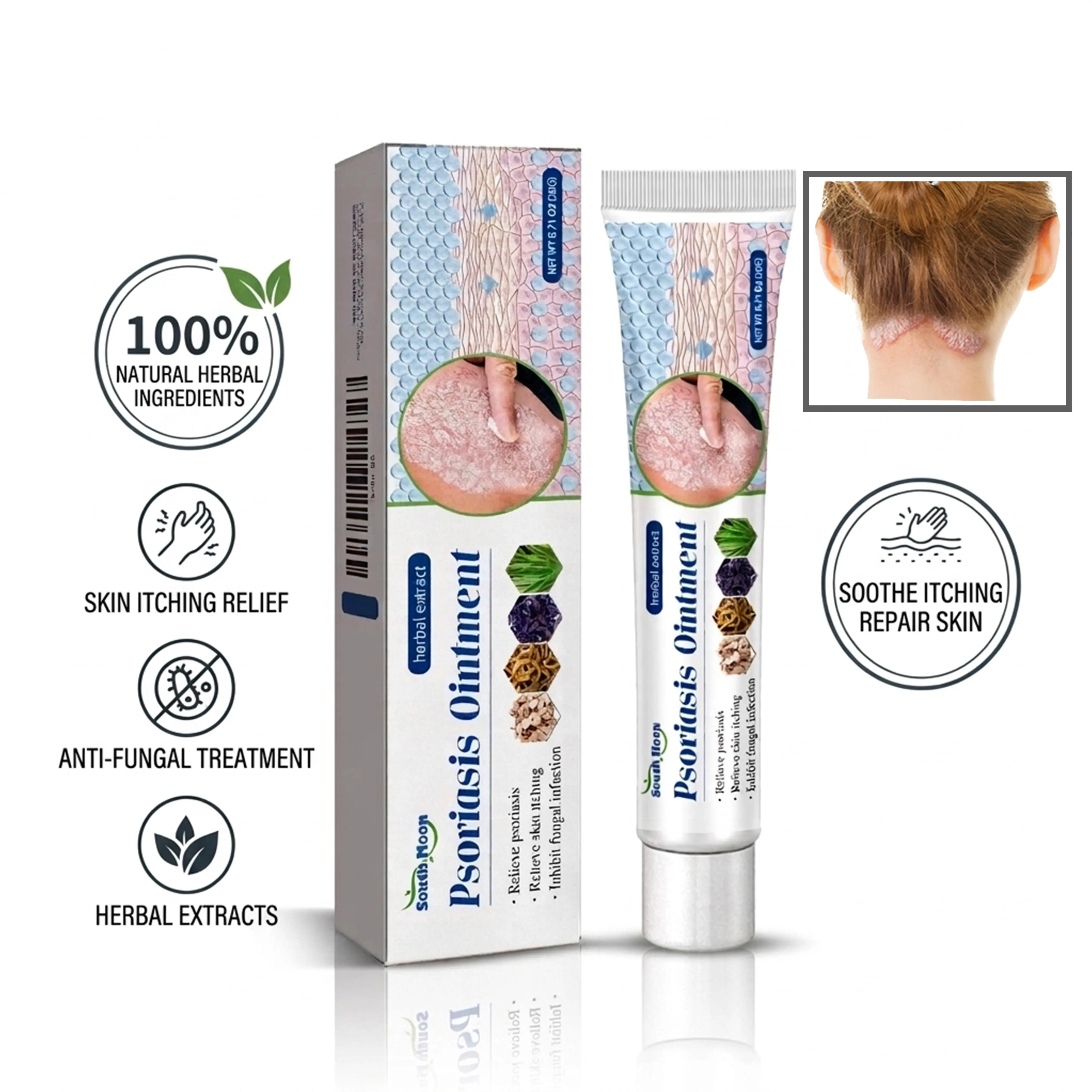 20g Natural Herbal Psoriasis Soothing Ointment - Therapeutic Body Moisturizer for Eczema, Dermatitis Relief, Instant Itch Alleviation, Anti-Fungal Treatment, Redness & Peeling Soothing, Barrier Repair Support