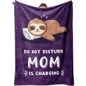 Funny Gifts for Mom Christmas, Mom is Charging Sloth Blanket, Birthday Gifts for Moms from Daguther Son, Moms Gift for Mothers Day, Soft Sloth Throws Blanket A delicate Christmas gift blanket  Christmas gift DreamyDwell Textiles