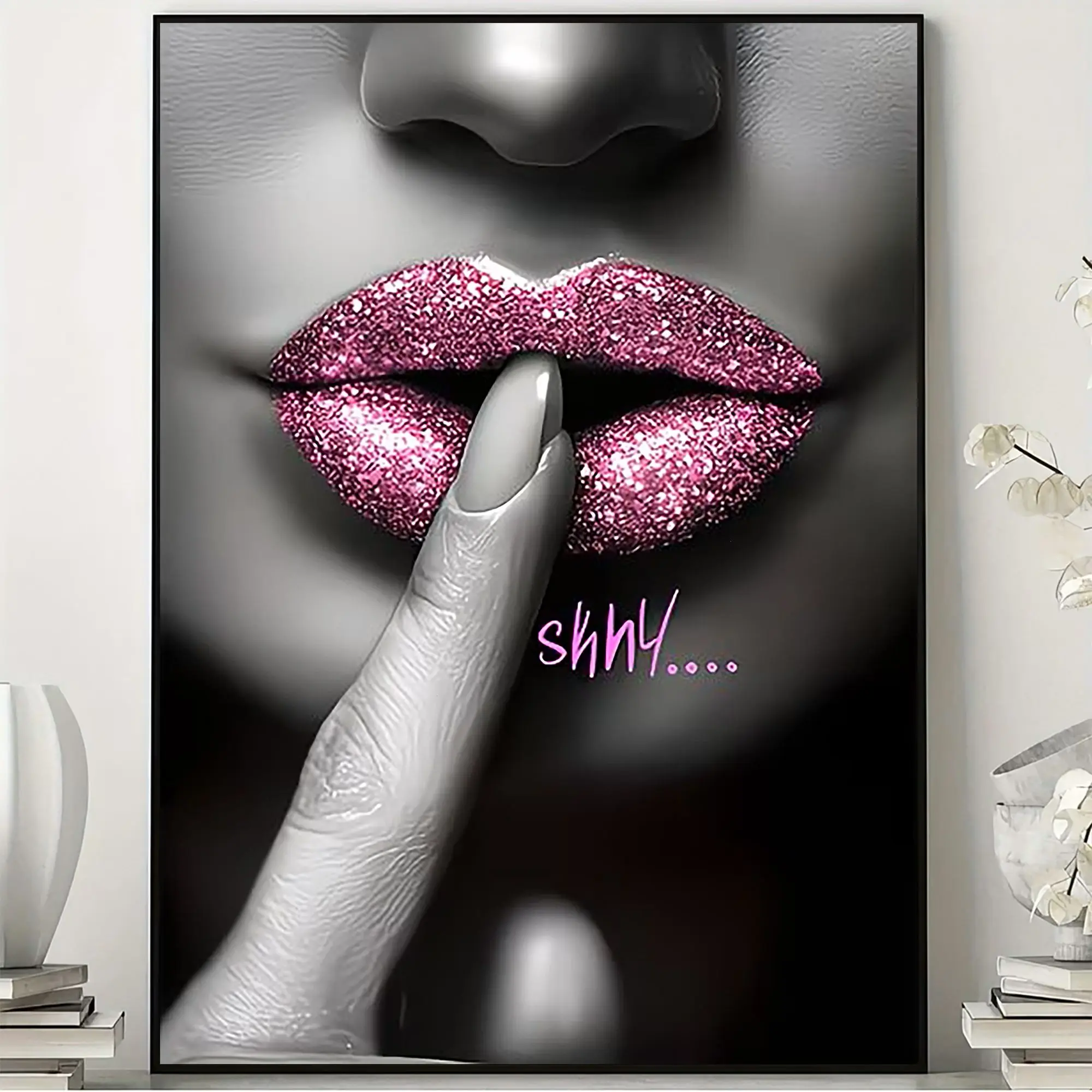 Pink Lips Poster – Chic Minimalist Fashion Wall Art for Women, Girls & Beauty Lovers – Feminine Lip Print for Bedroom, Vanity Room, Salon, Office & Dressing Room Decor
