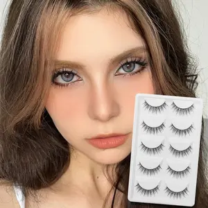 Natural False Eyelashes, 5 Pairs False Eyelashes, Naturally Curly Eye Makeup Strip Eyelashes, Eye Makeup Supplies For Women & Girls