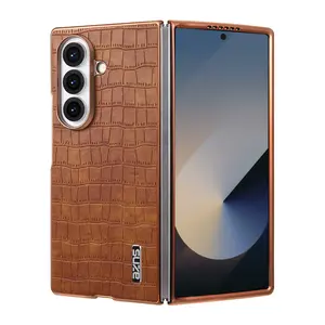 Luxury Crocodile Texture Phone Case Cover for Samsung Galaxy Z Fold7/6/5/4/3, Anti-Slip Electroplated Design, High-End Protection