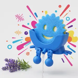 Cute Hanging Sponge Holder with Drainage – Keeps Your Sponge Dry & Smiling, For Scrub Daddy Holder, Funny Sponge Stand for Kitchen Sink, Countertop Sponge Holders