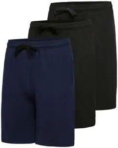 Real Essentials 3 Pack: Men’s 9" Cotton Fleece Sweat Short – Casual Gym, Lounge & Sleep Shorts with Pockets