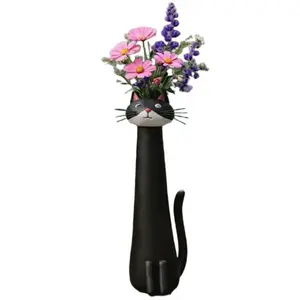 Quirky Cat Vase, Funny Kitty Planter for Desk, Boho Home Decor, Unique Gift for Cats Lovers, Cat Flower Vase, Shelf Decoration