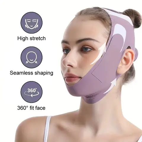Women's Adjustable 95% Polyester 5% Spandex V-Shaped Facial Strap (1PCS Durable) - Daily Use Jawline Trainer, Neck Tightening Exerciser, Double Chin Reducer, Breathability-Enhanced All-Scenario Support