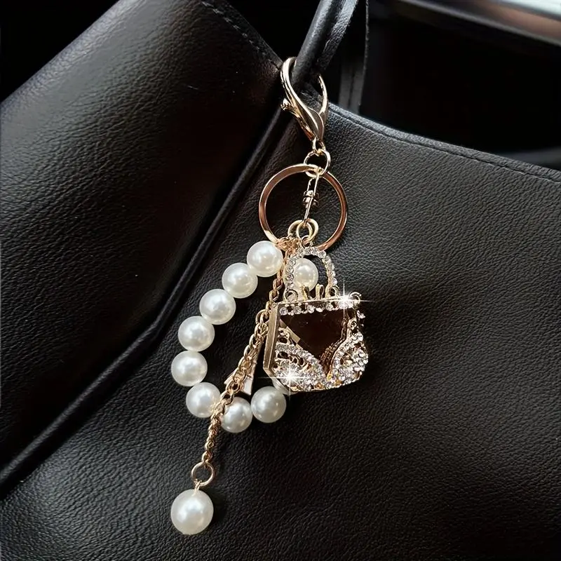 1-Piece Acrylic Bag Charm, Elegant Round Alloy Pendant Keychain with a Shiny Finish for Women, Fashion Valentine’s Gift, One-Piece