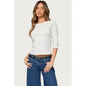 Lela Polka Dot Quarter Sleeve Top