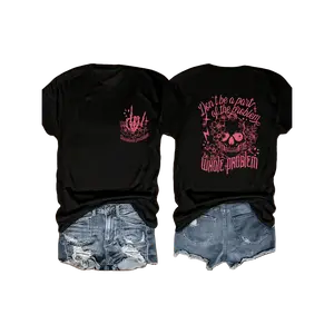 Women's Casual Skull Print Crew Neck T Shirt Crafted from Smooth Polyester with Medium Stretch for a Comfortable Fit Ready for Machine Washing