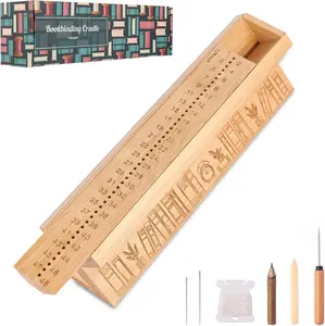 Bamboo Bookbinding Kits with Awl, Book Binding Cradle, Binding Materials, Supplies for DIY Crafts with Storage, Signature Punching Tools with Piercing Guide, Easy to Use
