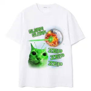 Glerp Glorp Funny Alien Cat Meme Tee Shirt Gift for Woman and Man,Brainrot T-shirt,Weird Shirts,Memes Tshirt,Silly Cats Tee,Stupid Gift R57