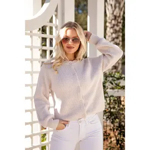 FINAL SALE - Soft Season Button-Front Taupe Sweater