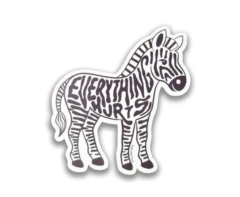 Everything Hurt Zebra Sticker, Ehlers Danlos Syndrome Awareness Sticker , Hard Hat Sticker, Bue Collar Sticker, Construction Sticker, Hard hat stickers, lunchbox sticker, Journeyman sticker