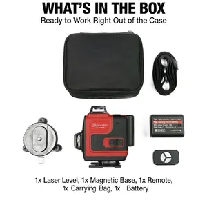 Milwaukee 360° 16-Line Green Laser Level | ±0.3mm/10m Precision | REDLITHIUM Battery | Cross Line Tool | Heavy Duty Construction self leveling 360 4 d beam horizontal professional power