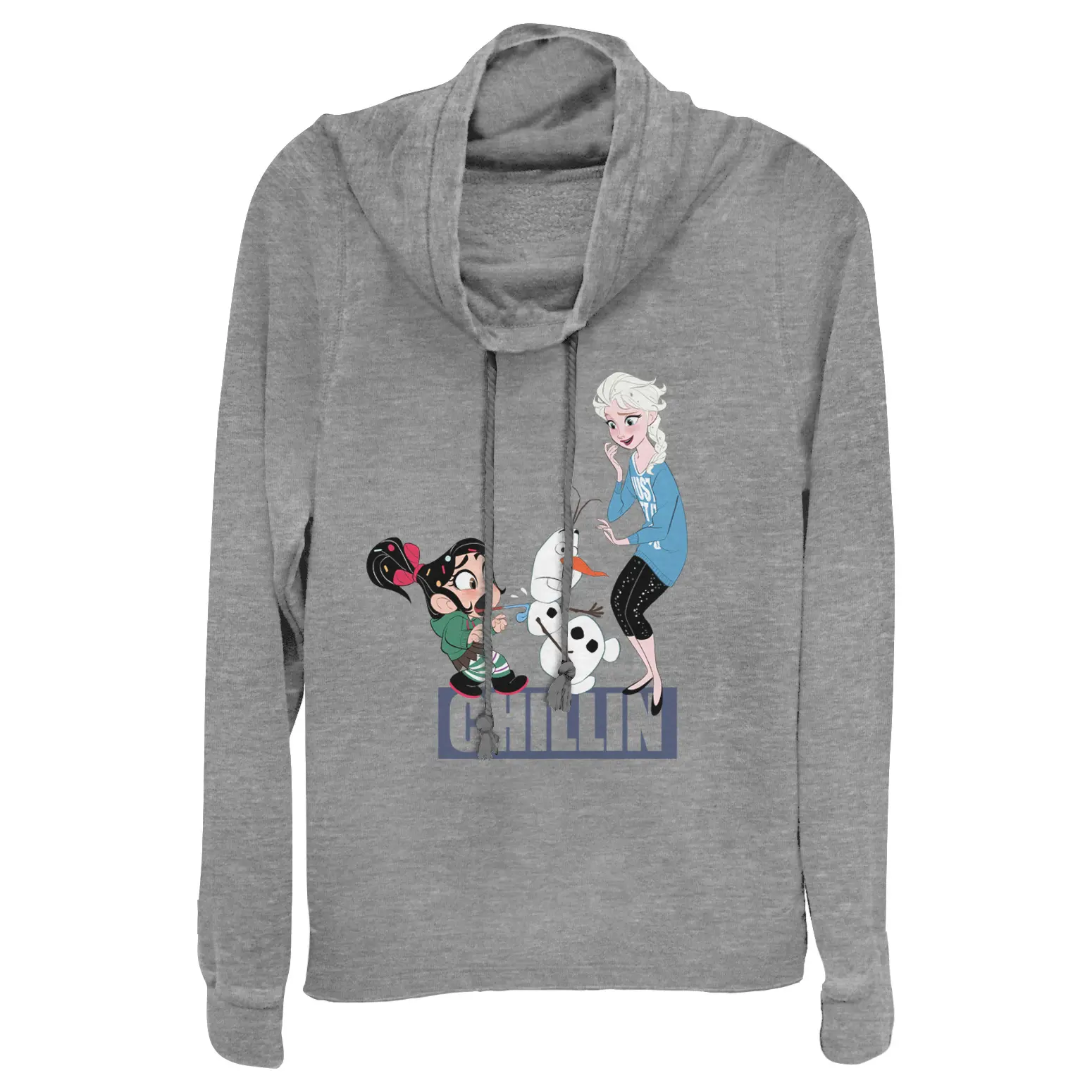 Juniors Womens Ralph Breaks the Internet Elsa Chillin Cowl Neck Sweatshirt