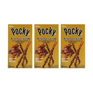 Glico Pocky Almond Chocolate Cream Coated Biscuit Sticks, 3 Value Packs (2 Bags x 41g Each), Crunchy Snack for Parties & On-the-Go