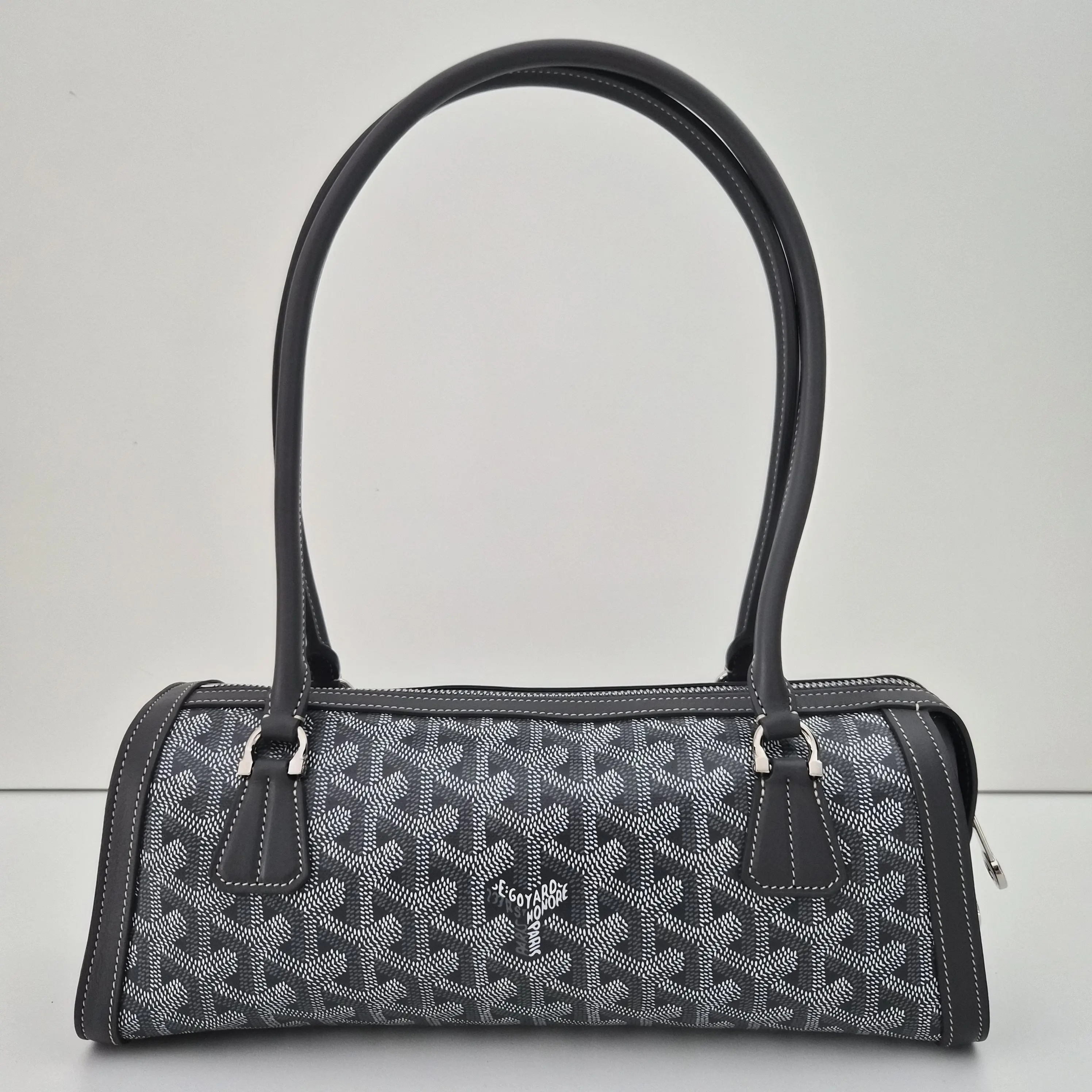 Pre-owned Goyard Coated canvas Shoulder Bags Goyardine Gray Bonbonniere Bag
