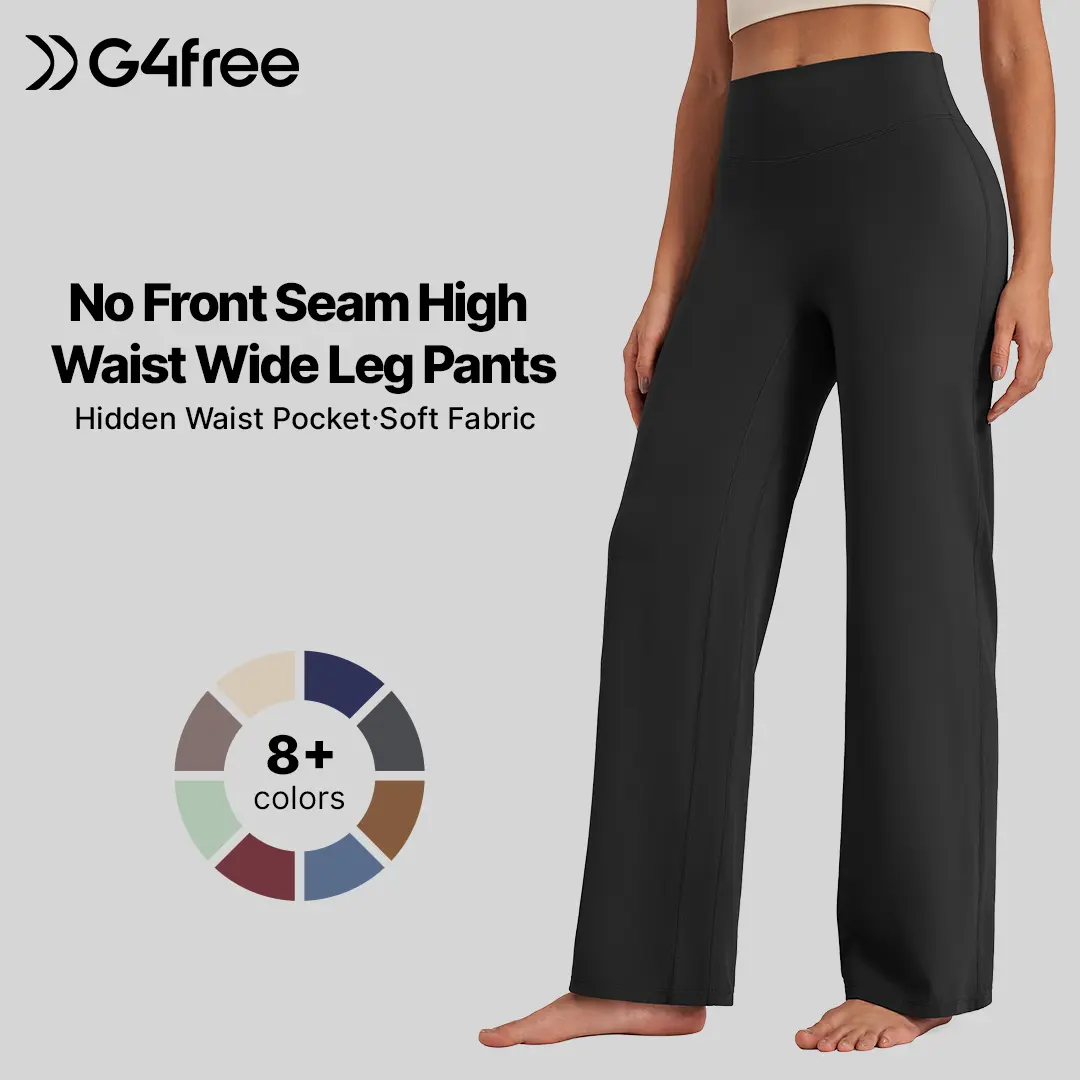G4Free Women's Barefeel High-Waist Pants - Seamless Soft Fabric, Loose Fit, Comfy, Basic Workout Pants, Baggy Wide-Leg Trousers for Casual Dress & Work