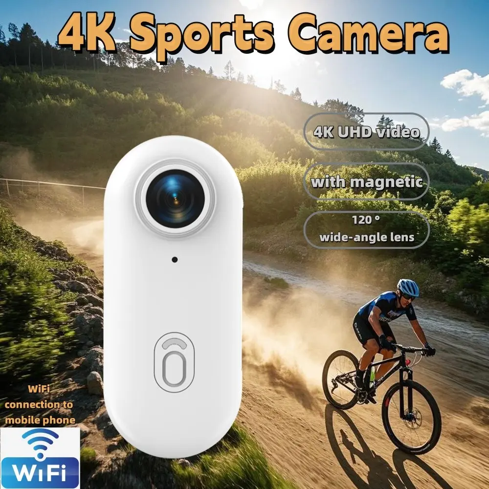 4K Thumb Sports Camera, Thumb Action Camera, HD Recording, Magnetic Back Clip, Ideal for Hiking, Cycling, Outdoor Activities, 128GB Memory Card, Motorcycle Camera, Bike Camera, Fhd video camera