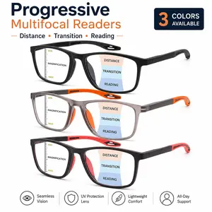 3 Pack Progressive Multifocal Reading Glasses for Men Women, Blue Light Blocking Computer Readers, HD Clear Lens, Lightweight Oversized Spring Hinge Frames